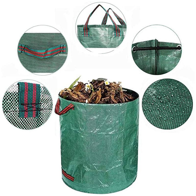 Linghhang - Sac à déchets de jardin 3x300L, sac à déchets de jardin en polypropylène (pp) super résistant, pliable et réutilisable, grand sac