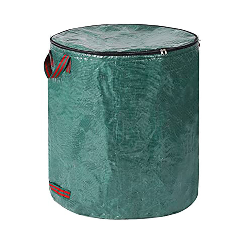 Sac à déchets de jardin avec poignée et couvercle, sac de jardin réutilisable et stable, capacité 120L