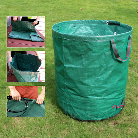 Sac à déchets jardin réutilisable [Grand modèle, Woven cloth] - Conteneur feuilles jardin pliable, 4 poignées, idéal pour feuilles, herbe, rangement