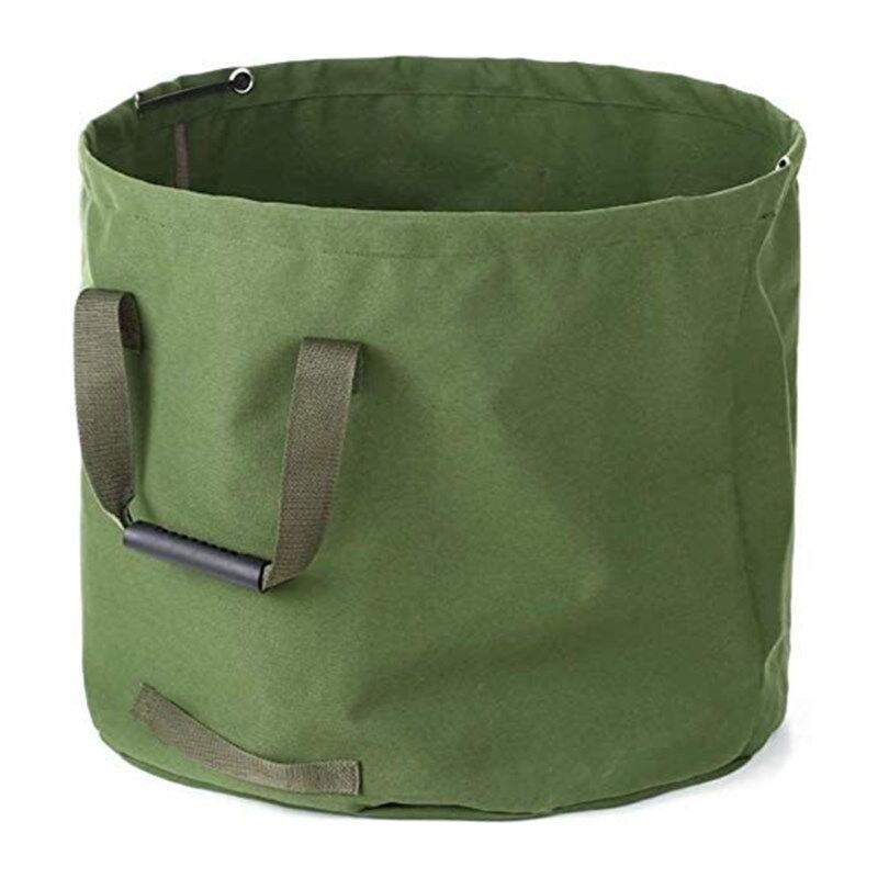 Umnuou - Sac à déchets Sac de Jardinage 125L Extra-Robuste avec Poignées, Sac de Ramassage Feuilles Verte avec Toile Militaire (H45.7 cm, D55.8 cm)