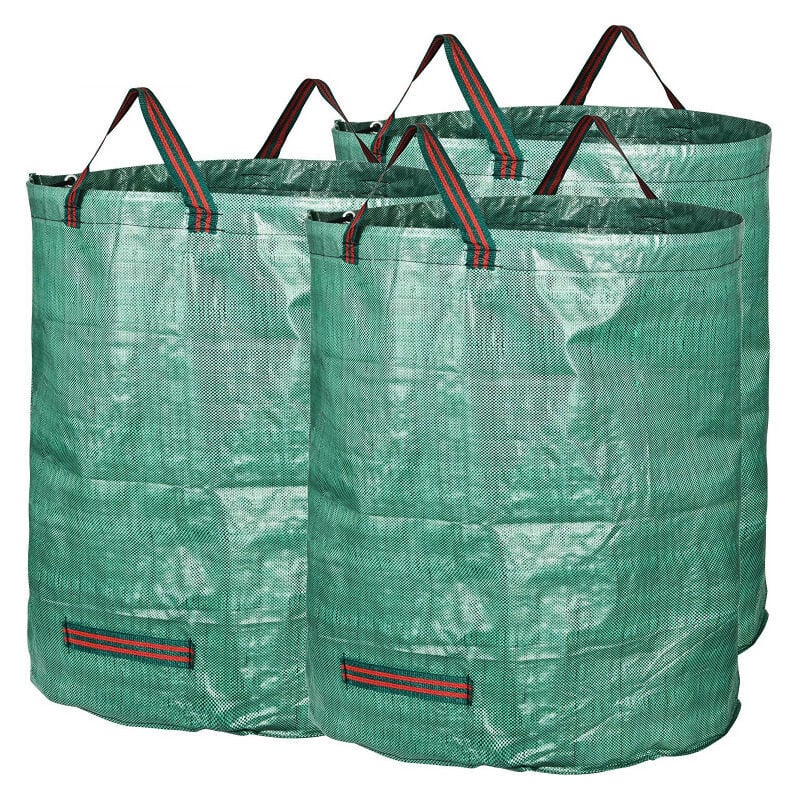 Sac à déchets 3x120L Sacs de Jardin de Jardinage-Réutilisable Sacs de Déchets de Jardin,Autoportante et Pliable-Sacs Poubelle pour les Déchets de