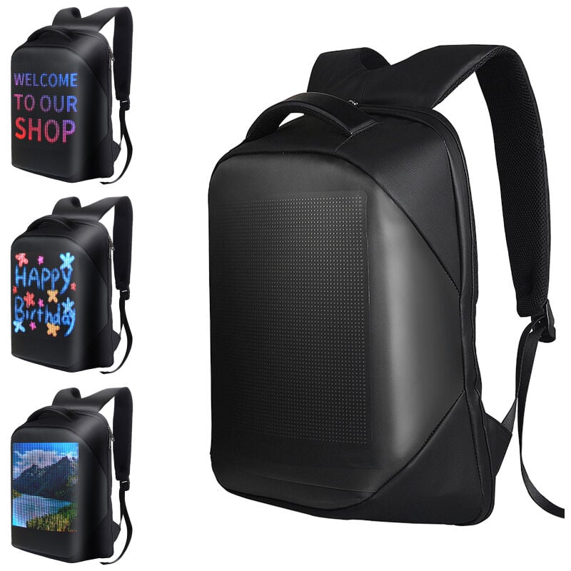 Sac à dos à bandoulière avec écran led couleur pour ordinateur portable, sac à dos de voyage étanche pour sac à dos d'extérieur