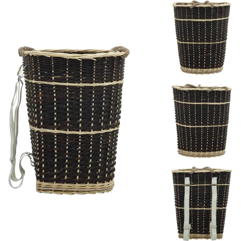Vidaxl - Sac à dos bois de chauffage sangles de transport 50x44x58 cm - Sac à Bois - Panier à Bois - Rangement Bois - Transport Bois - Saule Naturel
