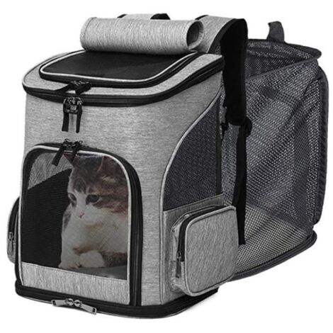Sac à Dos Chat Chien, Extensible Sac Transport Chat Chien Pliable pour Petits Chiens avec 2 Tapis pour Animaux de Compagnie