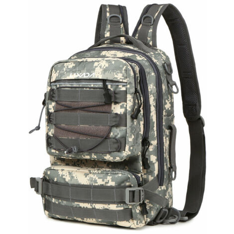 Sac à dos de matériel de pêche avec 4 plateaux sac de rangement sac à dos à bandoulière extérieur résistant à l'eau sacs de matériel de pêche avec 4 boîtes de matériel sac de matériel de pêche (camouf
