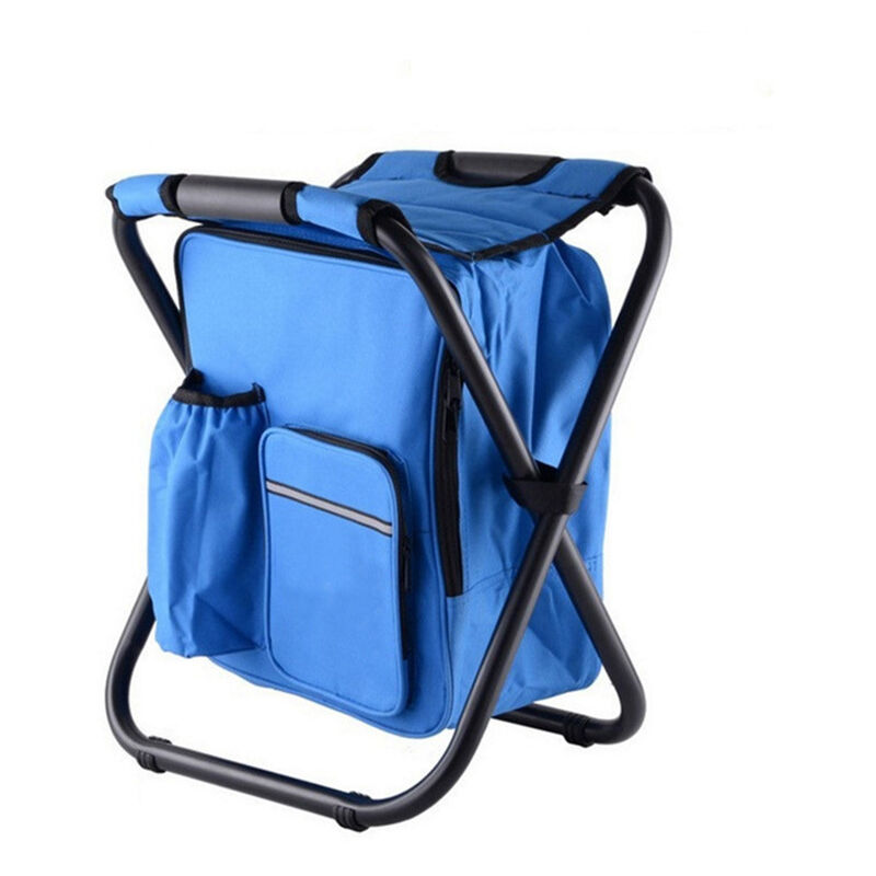 Sac à dos de siège pliant chaise de camping tabouret sac à dos avec sac de pique-nique isotherme, sac isotherme tabouret de pêche portable randonnée