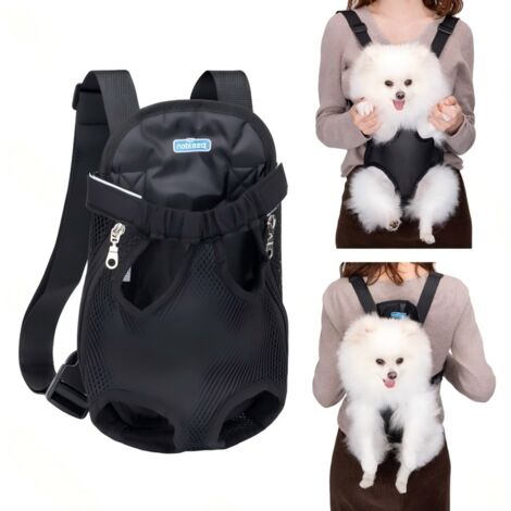 Sac à dos de transport noir pour animaux de compagnie avec la tête qui dépasse