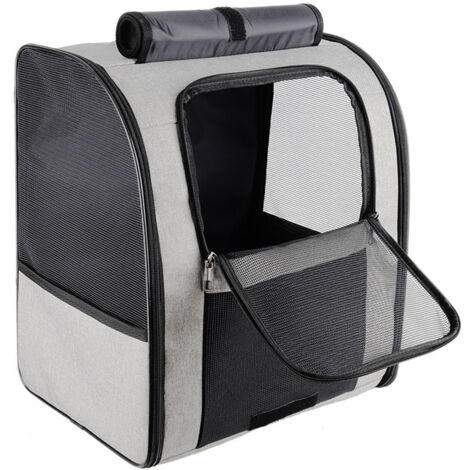 Sac à dos de transport pour animaux avec fenêtre en filet, gris - Petite taille (max 5 kg)