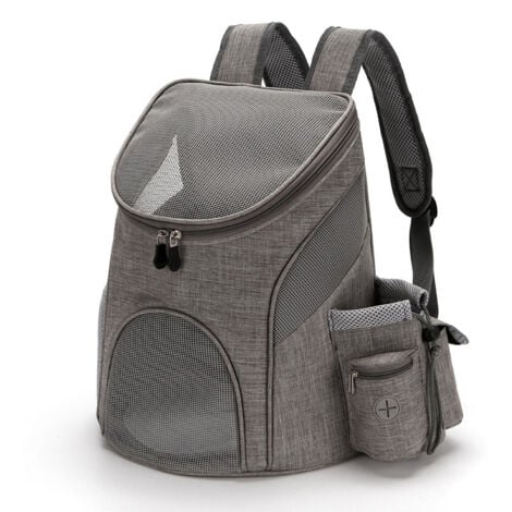 Sac à dos de transport pour animaux de compagnie avec sac à crottes, compartiment pour friandises pour chats et chiens et bouteille d'eau, sac de transport respirant pour animaux de compagnie de petit
