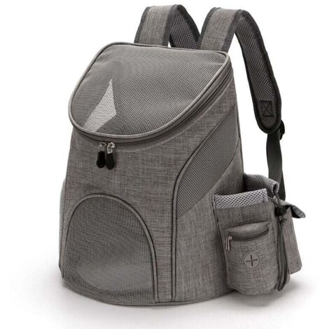 Sac à dos de transport pour animaux de compagnie avec sac à crottes, compartiment pour friandises pour chats et chiens et bouteille d'eau, sac de transport respirant pour animaux de compagnie de petit