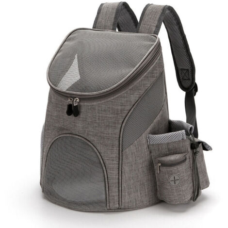 Sac à dos de transport pour animaux de compagnie avec sac à crottes, compartiment pour friandises pour chats et chiens et bouteille d'eau, sac de transport respirant pour animaux de compagnie de petit