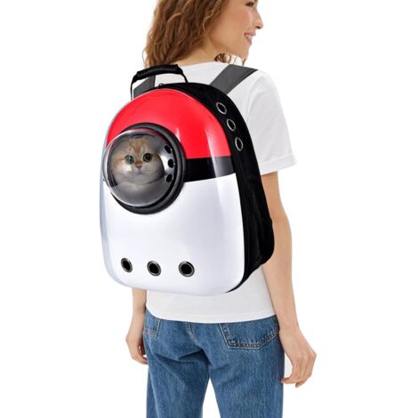 Sac à dos de transport pour chat, respirant et imperméable, avec poche de rangement pour bouteille d'eau et bandoulière réglable. Convient aux chats et chiens.