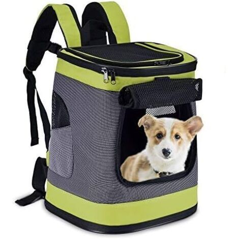 Sac à Dos de Transport pour Chien Chat Sac de Transport pour Animaux de Compagnie Jusqu'à 10 Kilogram Transporteur Ajustable pour Sortie Voyage(Vert)-Fei Yu