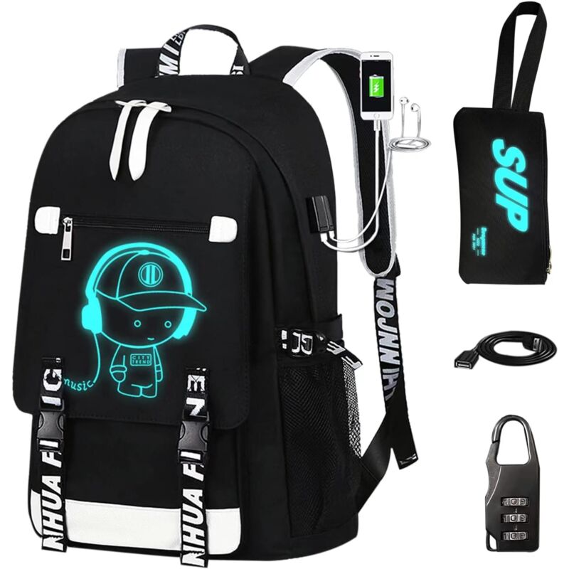 Ikodm - Sac à dos de voyage étanche pour ordinateur portable, sac à dos d'école de grande capacité, blanc, sac à dos d'ordinateur Sac à outils