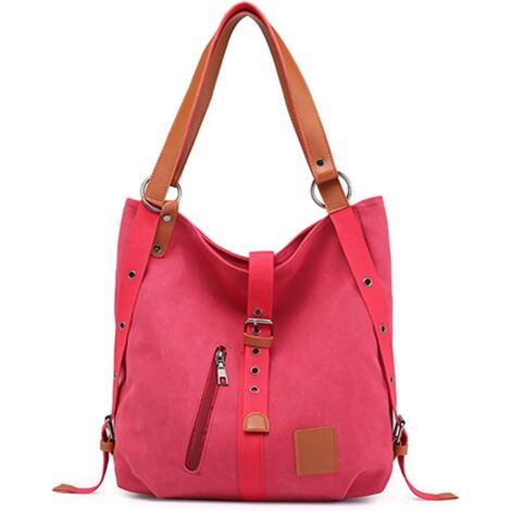 Sac à dos multifonctionnel de voyage de loisirs pour femmes en toile (rose)