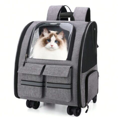 Sac à dos pliable 3 en 1 pour chiens, chats et chiots – Sac à dos convertible en sac de transport avec fenêtre d'observation avant, fermeture éclair et ventilation latérale en filet