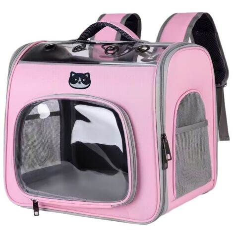 Sac à dos pliable pour chats et chiens – sac de transport ventilé – conception légère en polyester – Rose