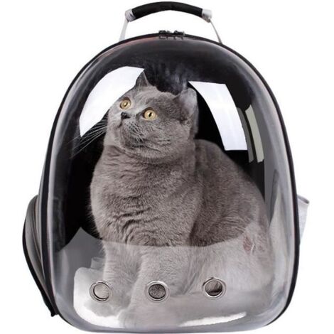 Sac à Dos Portable de Transport Voyage pour Chien Chat, Sac Transparent et Respirant avec Poignée - 352542 Noir