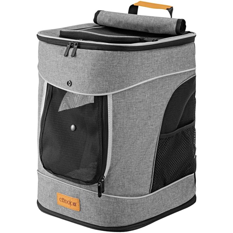Sac à Dos pour Animaux domestiques 12 kg avec Poches latérales Laisse Incluse Sac de Transport Chien Chat Rongeur Gris - Cadoca