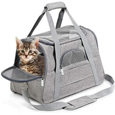 Sac à dos pour animaux - Oxford - 43x25x28cm - Gris - Pour chiens et chats - Utilisation extérieure