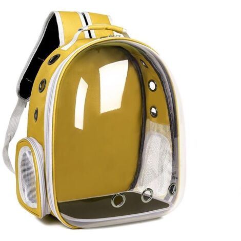 Sac à dos pour chat, sac à dos pour animaux de compagnie, sac à dos transparent portable en forme de capsule spatiale, sac à dos pour chat, sac à dos pour animaux de compagnie - Jaune