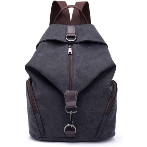 sac à dos pour femmes sac à bandoulière sac d'école en toile sac à dos de voyage pour tous les jours bureau école excursion shopping Grau noir