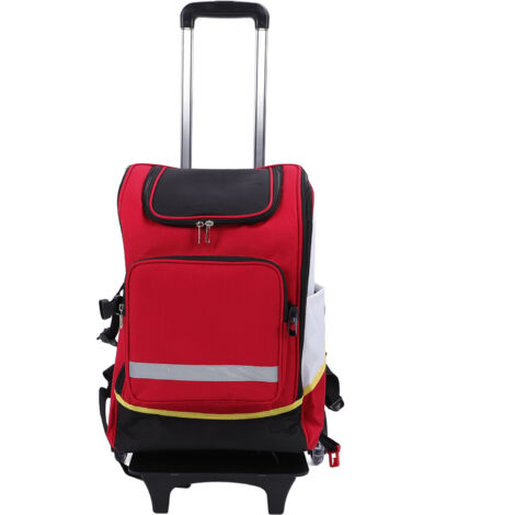 Sac à dos pour outils de ménage, fournitures de grande capacité, sac de rangement, ouverture complète avec barre de traction pour monter les escaliers, rouge