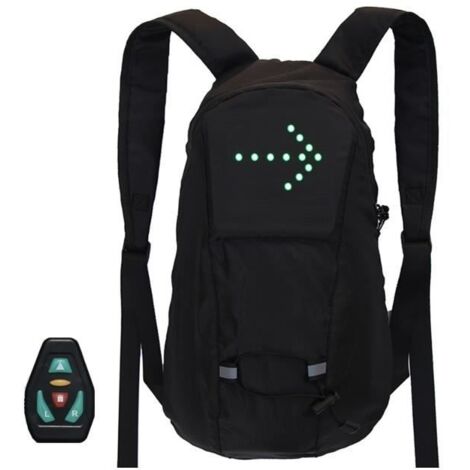 Sac À Dos Réfléchissant Léger USB Rechargeable Indicateur de Direction du Signal Lumineux sans Fil à Del pour Cyclisme Courir-Noir