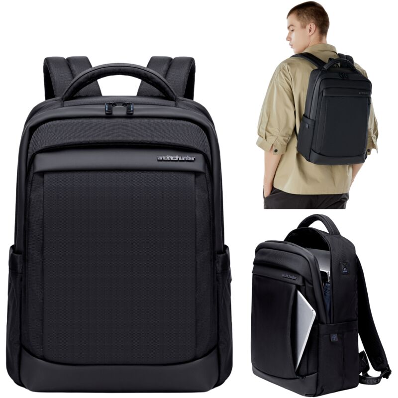 Sac à dos urbain imperméable Arctic Hunter B00478 noir pour homme, conçu pour un ordinateur portable de 15,6 pouces, idéal pour le travail.
