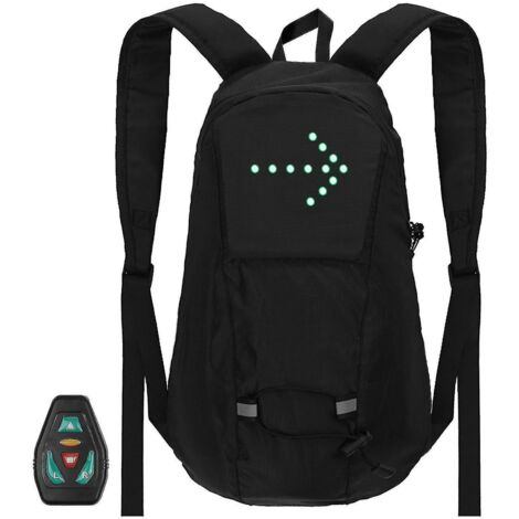 Sac à dos vélo 15 l avec clignotants LED, indicateur de direction et éclairage de sécurité rechargeable USB.