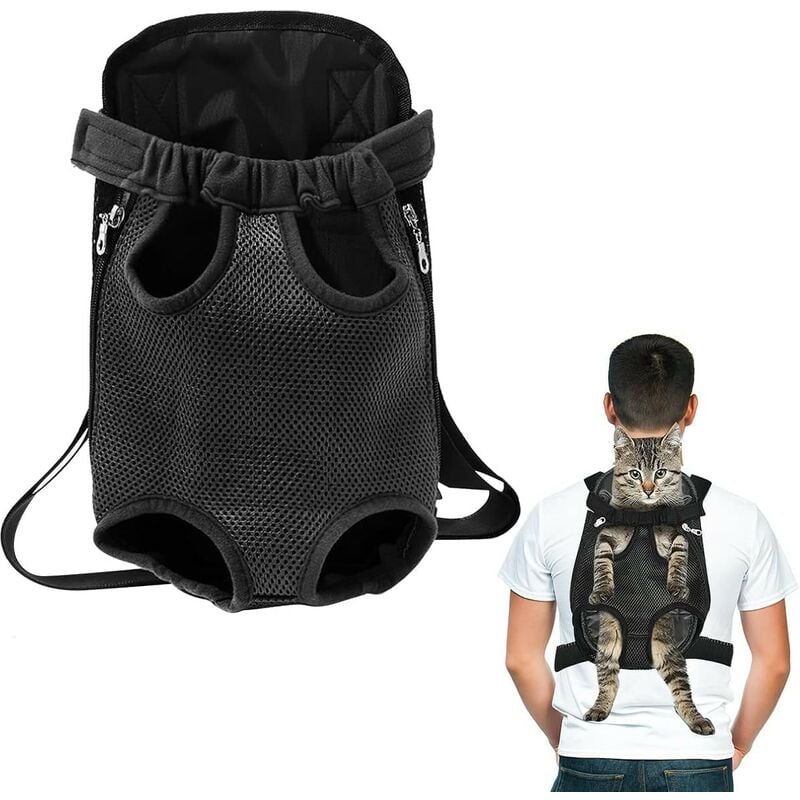 Sac à Dos Ventral pour Moyen Petit Chien, Sac D'accessoires de Voyage pour Animal de Compagnie Chien Chat, Noir (s/ml)