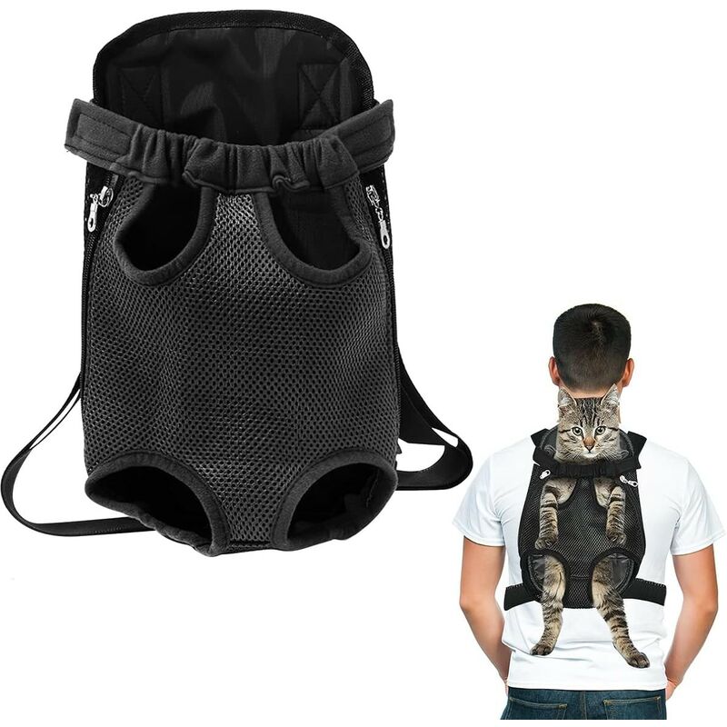Sac à Dos Ventral pour Moyen Petit Chien, Sac D'accessoires de Voyage pour Animal de Compagnie Chien Chat, Noir (S/ML)