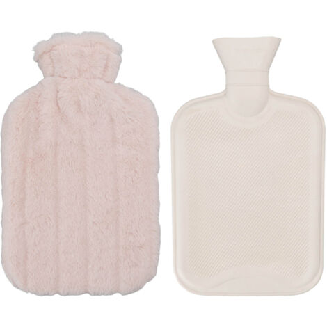 Sac à eau chaude 2000ML haute densité avec housse douce pour l'hiver - Abricot