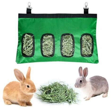 Sac à foin pour lapins, chinchillas et hamsters, avec 4 fenêtres