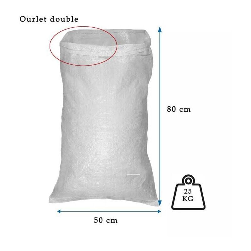 Larécolte - Sac à gravats tissé 25 kg - Dimensions 80x50cm (lot de 100 pièces)