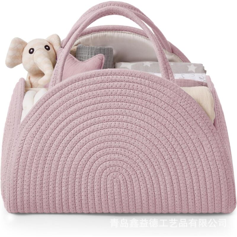 Sac à langer et panier – Boîte de rangement tressée – Rose –