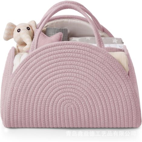 Sac à langer et panier – Boîte de rangement tressée – Rose –