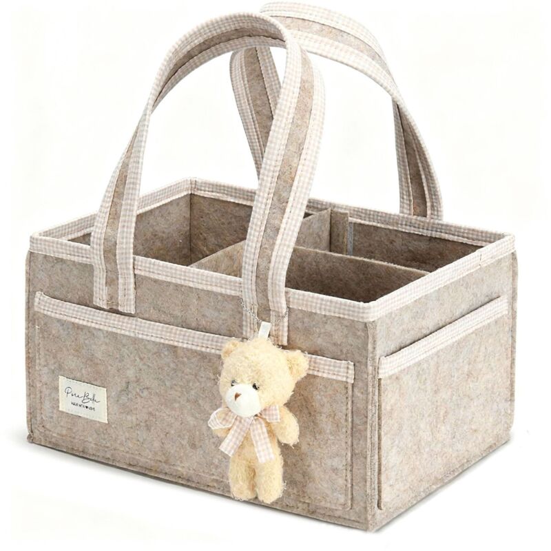 Sac à langer – sac de rangement – grand sac – feutrine – couleur avoine – 33×23×18cm