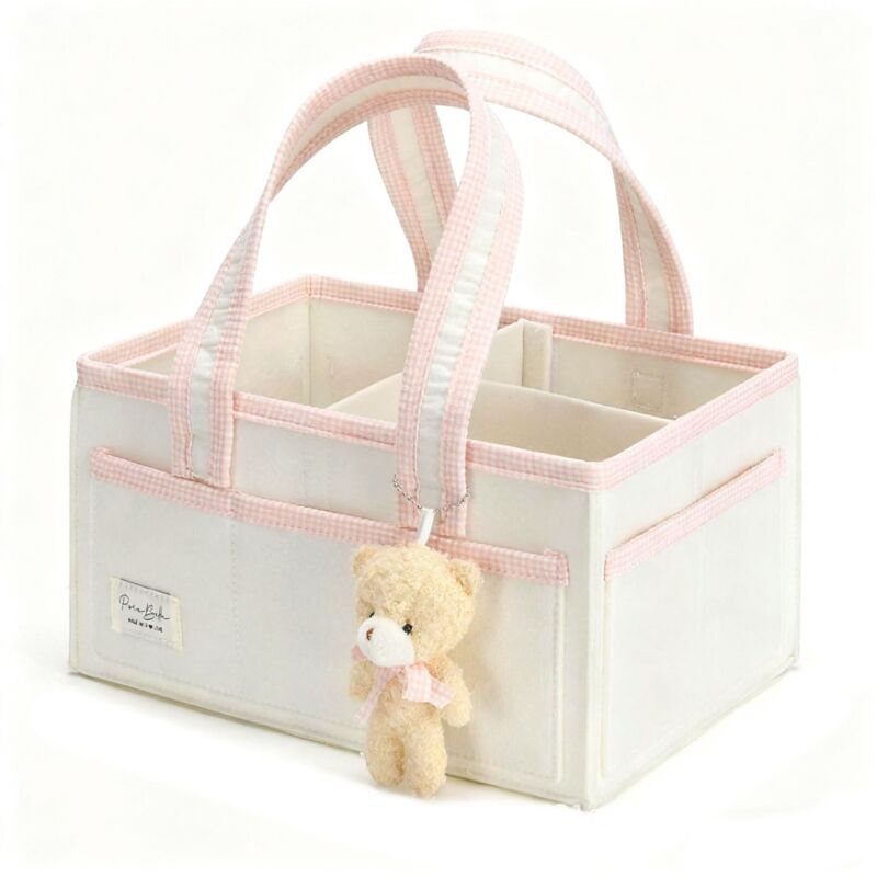 Sac à langer – sac de rangement – grand sac – feutrine – rose – 33×23×18cm