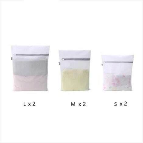 Sac à Lavage du Linge à Mailles 6pcs Blanc Panier à linge