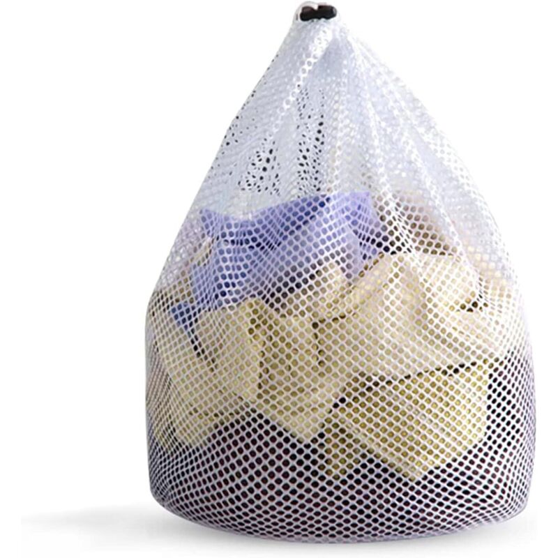 Sac à linge blanc 80x60cm, filet réutilisable, cordon serrage, pour vêtements, sous-vêtements, chaussettes