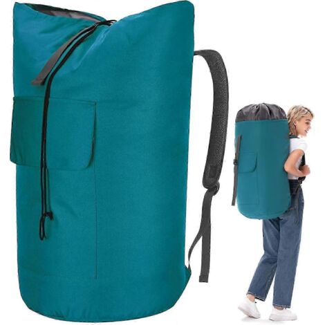 Sac à linge extra large et ultra-résistant, sac à dos à linge de 115 L, sac à linge robuste avec sangles, sac à linge vert armée pour étudiants, sac de voyage à chargement par le haut