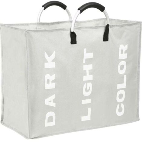 Sac à linge pliable en 3 sections, panier à linge pliable, panier à linge en tissu Oxford durable, trieur de vêtements, sac de rangement multifonctionnel portable avec poignée en alliage