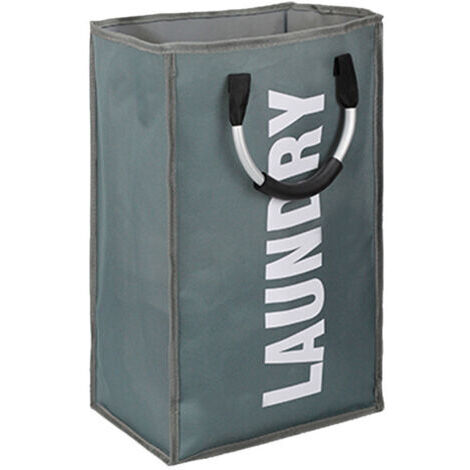 Sac à linge pliable et amovible - Gris foncé, 33 x 23 x 53 cm, avec poignée, panier à linge étanche 600D, 20 à 35 litres, sac de rangement pour vêtements pour dortoir d'hôtel intérieur