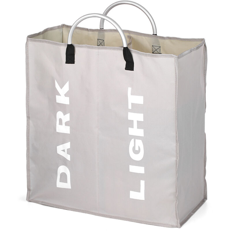 Sac à linge sale en tissu enduit pe en tissu Oxford 600D sac à linge multifonctionnel pliable avec poignée en alliage d'aluminium WD3-010 gris clair,