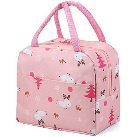 Sac à lunch étanche isotherme et réutilisable (cerf rose),