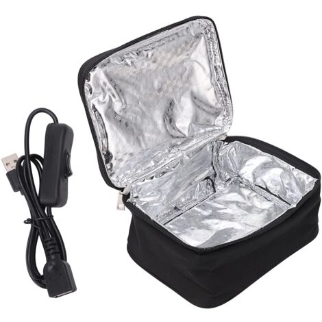 Sac à lunch four portable micro-ondes USB chargeant des fours chauffants pour récipients alimentaires chauffants, doublure en film d'aluminium pour déjeuner avec 2 méthodes de chauffage
