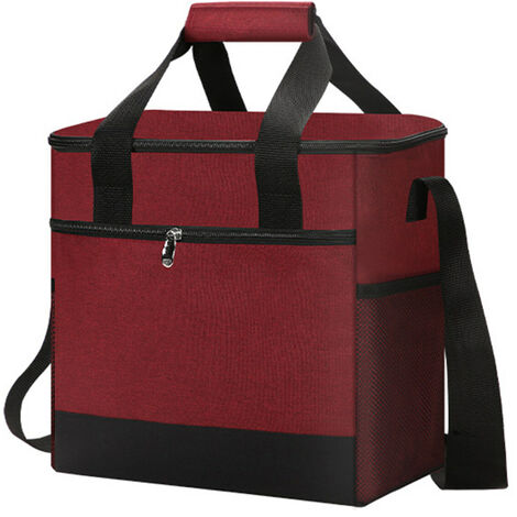 Sac à lunch isotherme portable Boîte à lunch réutilisable Capacité 15 L avec poignée de transport supérieure Bandoulière pour enfants garçons filles école hommes femmes bureau travail pique-nique randonnée (Bourgogne)