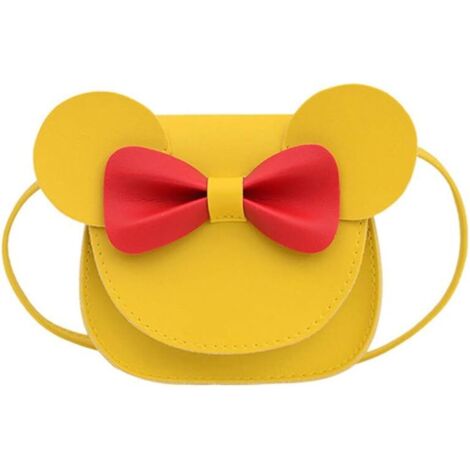 Sac à main à bandoulière PU mignon petite fille bowknot (jaune)