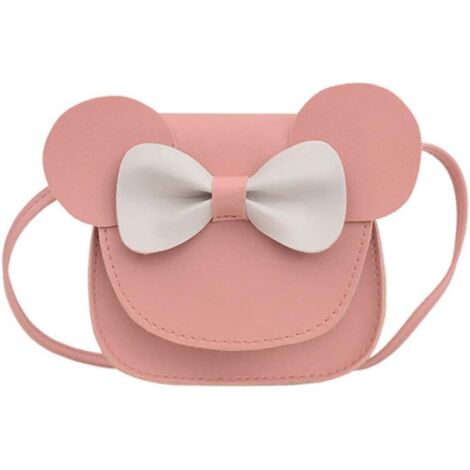Sac à main à bandoulière PU mignon petite fille bowknot (rose)